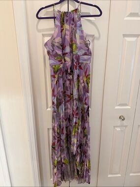 Laundry By Shelli Segal Lilac Floral Halter Maxi Dress